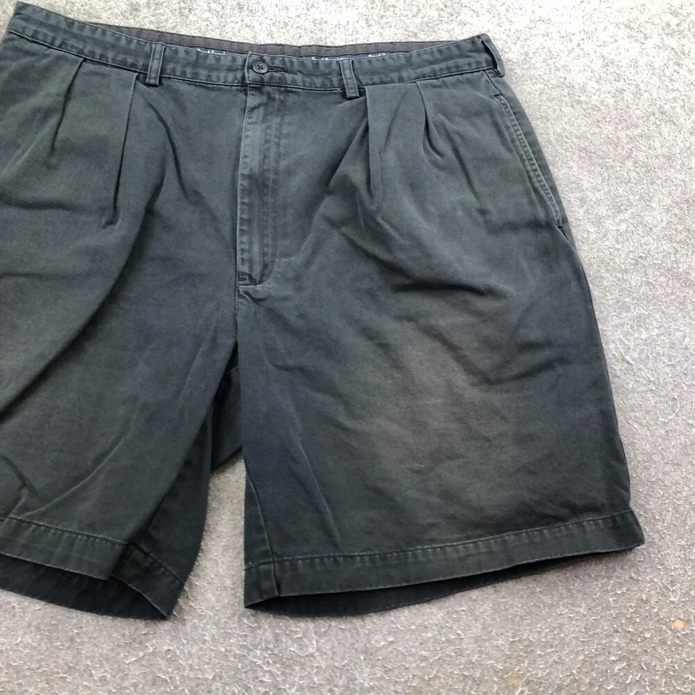 Vintage Polo Ralph Lauren Shorts Mens 40 Gray Chino Pleated 10 Inseam Casual